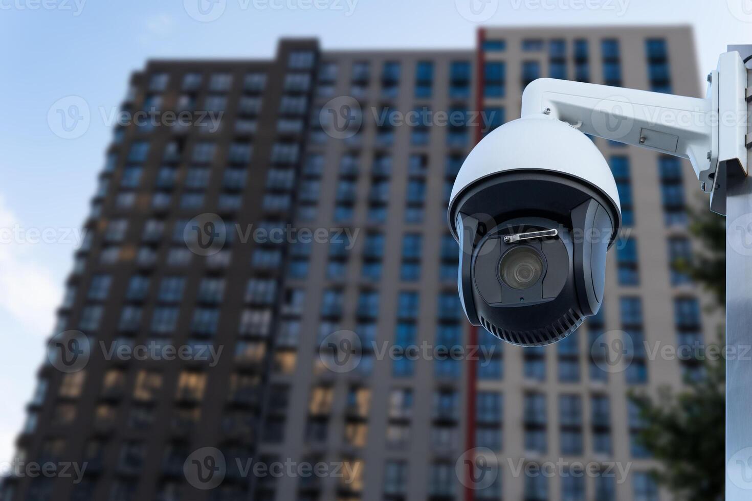 CCTV monitoring, security cameras. Backdrop with views of condominium photo