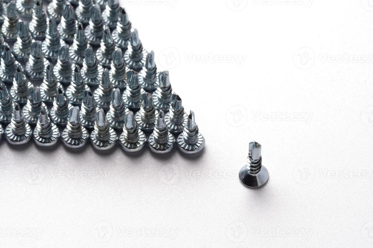 neatly arranged screws in a row self-tapping screws photo
