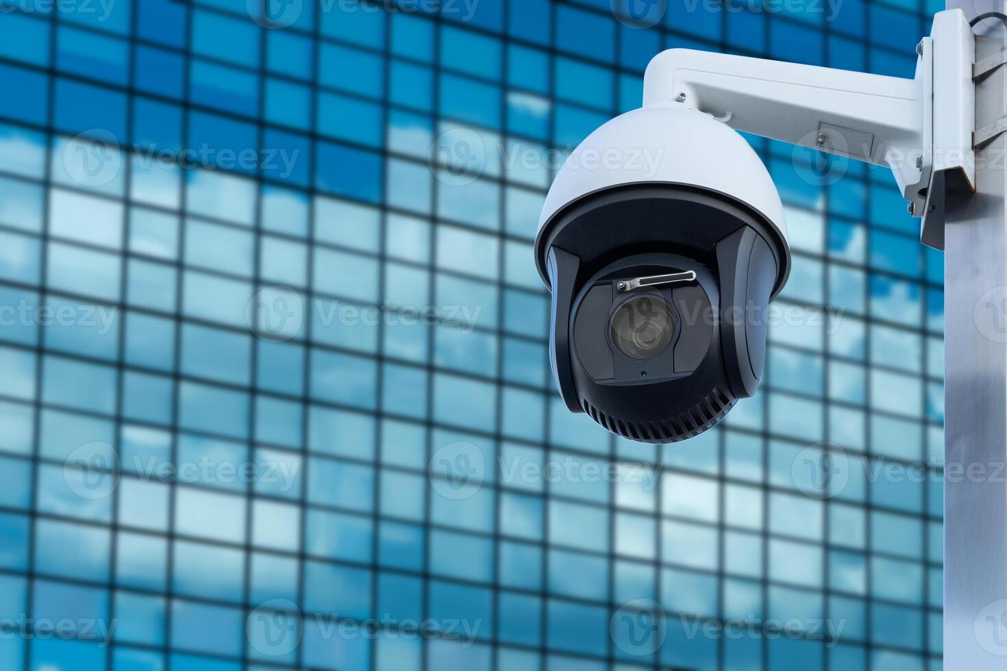 Security, CCTV camera in the office building. Close-up photo