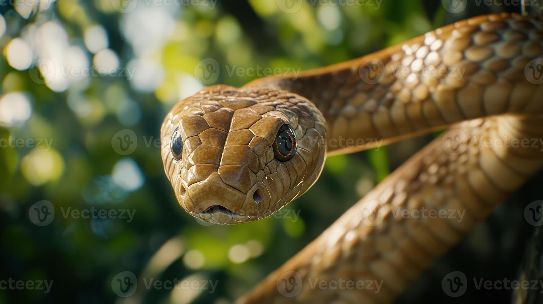 A close up image displays a snake head and body photo