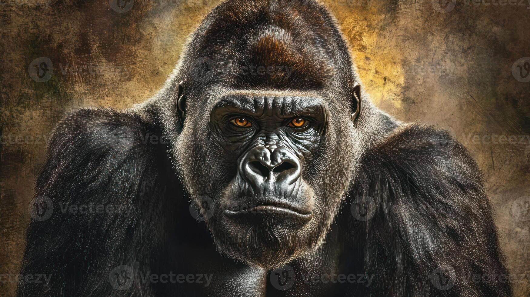 A striking portrait of a powerful and formidable gorilla photo