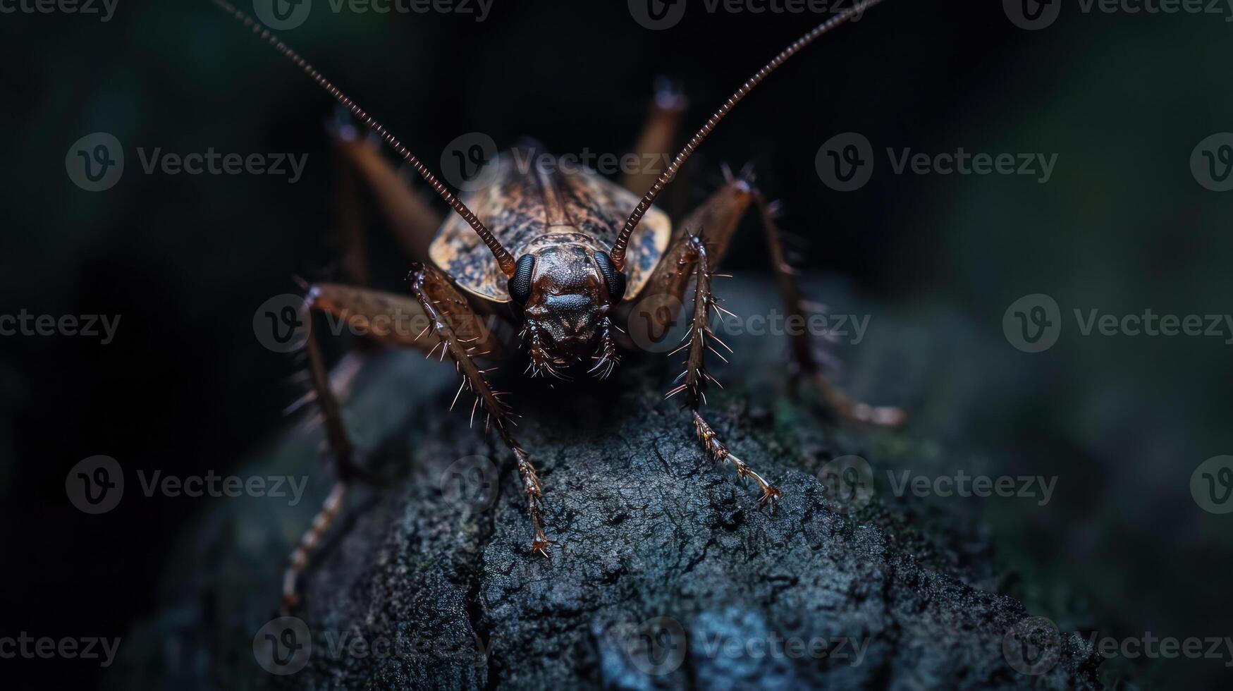 Close up of a detailed insect on a tree branch photo
