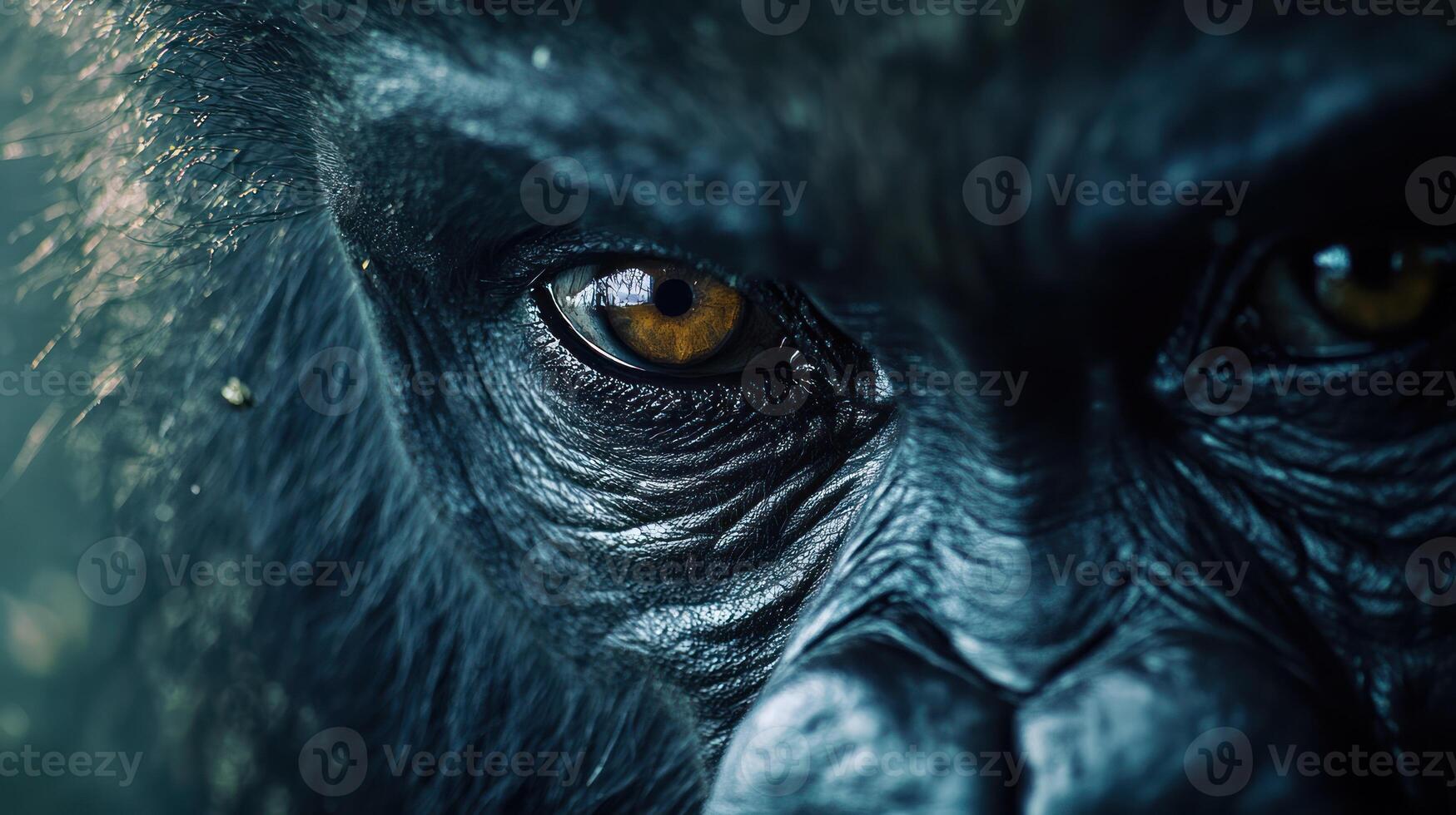 A close up portrait of a majestic ape looking forward photo