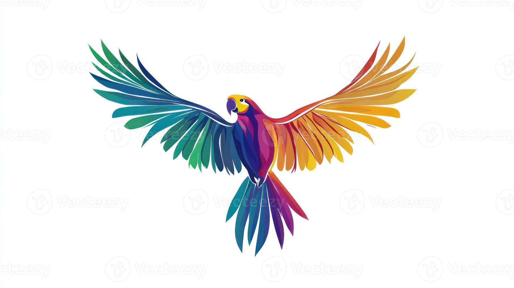 A colorful illustration of a parrot with wings open photo