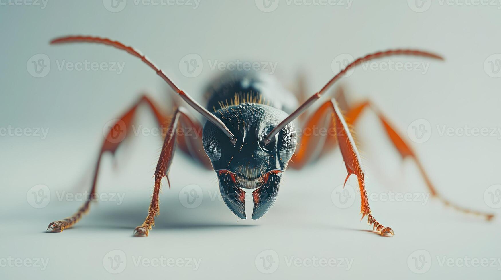 A close up of an ant showing detailed features clearly photo