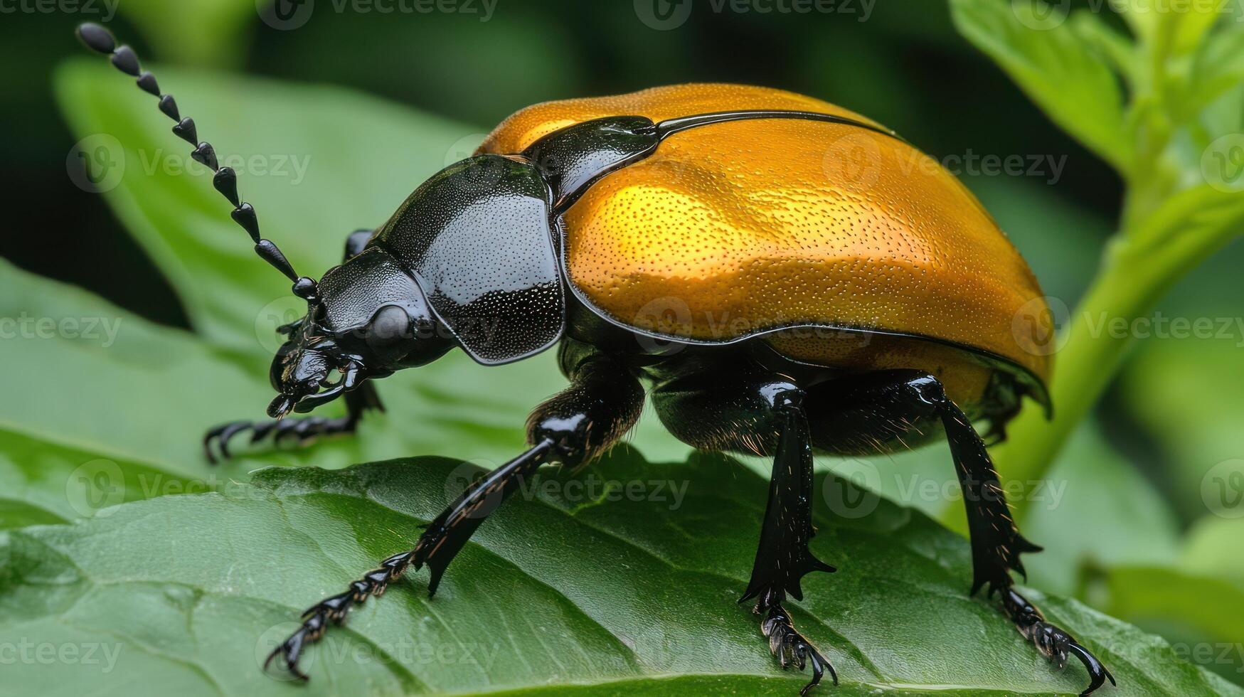 A close up image of a beautiful colorful beetle photo