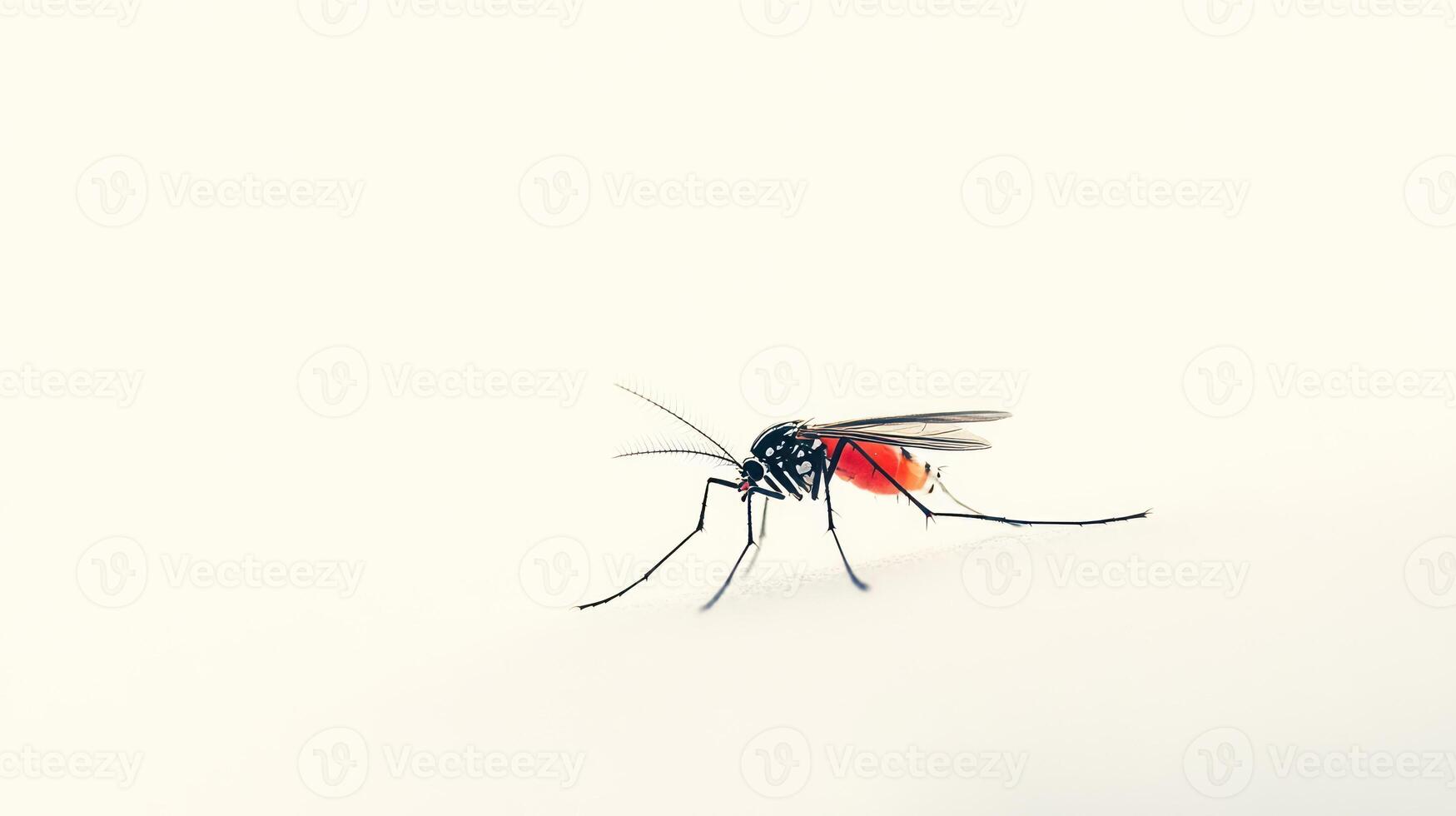 A detailed closeup photograph depicts a mosquito insect with details shown photo