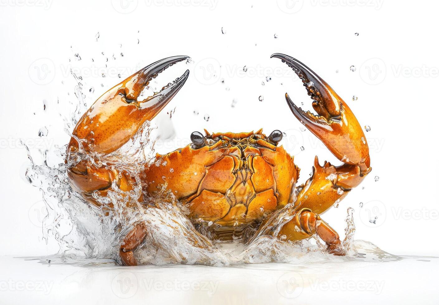 Orange Crab Emerging From Water Splashing photo