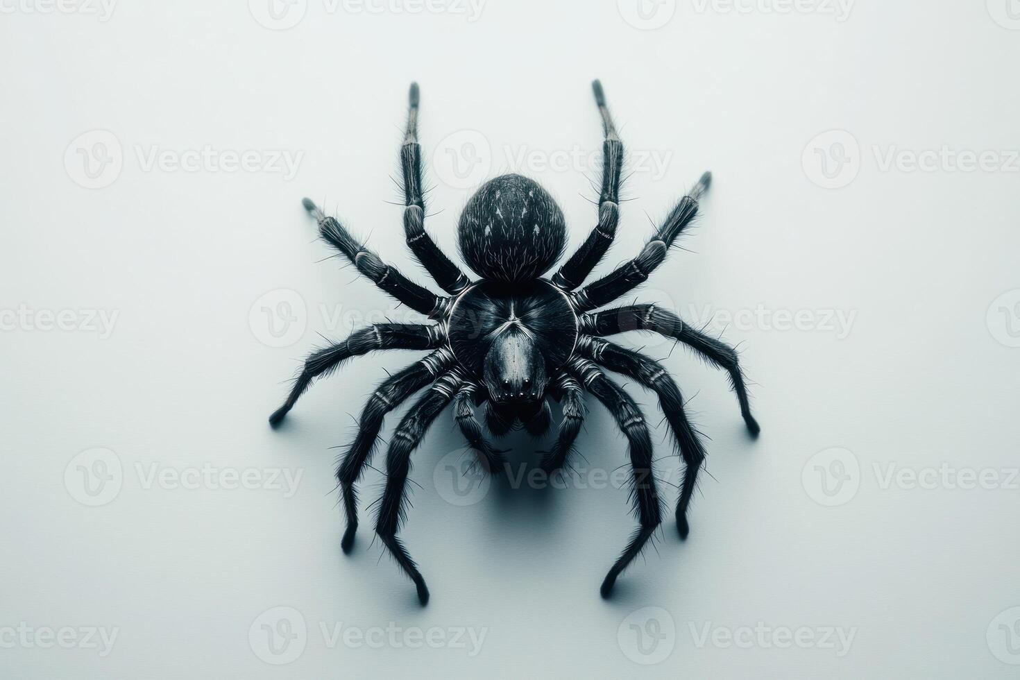 A large black hairy spider on a white background photo