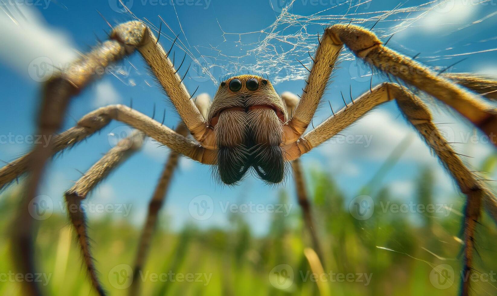 A Close Up View Of A Spider On Its Web photo