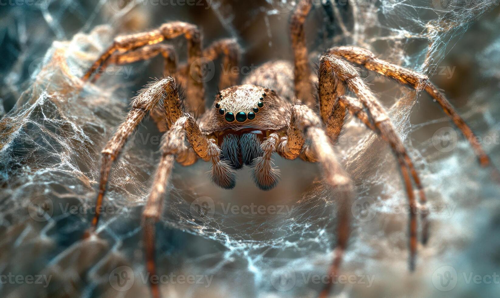 A Close Up View Of A Spider In Its Web photo
