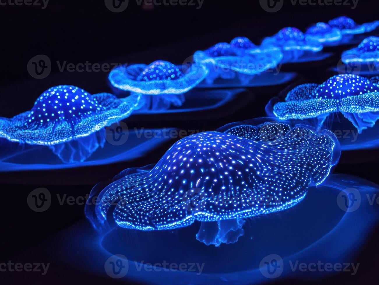 Illuminated Jellyfish Displaying Bioluminescent Patterns photo