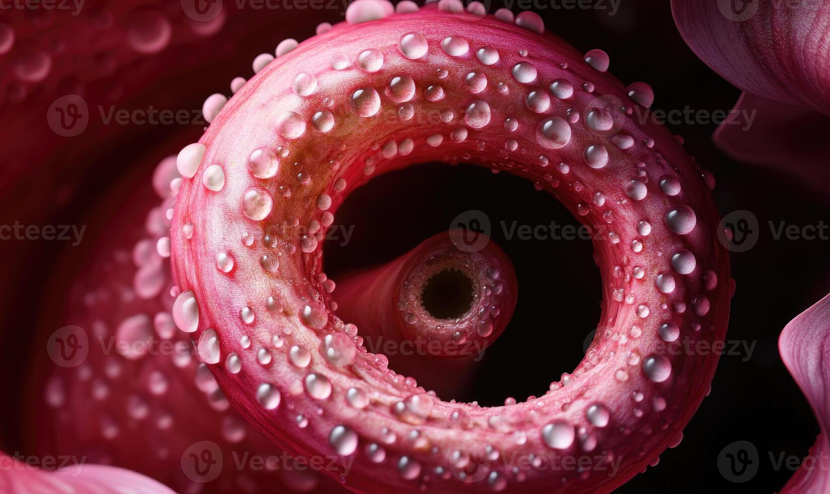 A close up of a flower with droplets of water on it photo