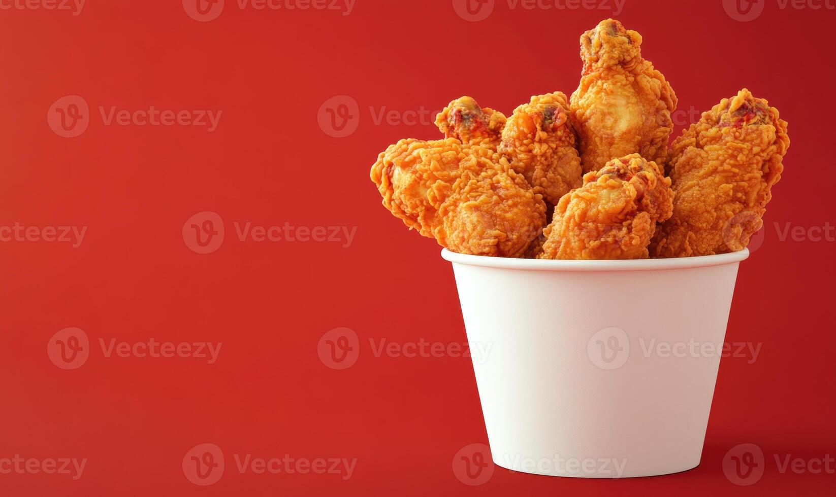 A bowl of fried chicken is on a red background photo