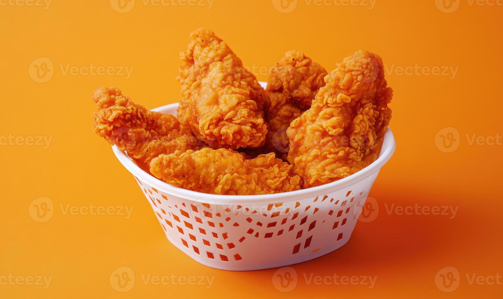 A bowl of fried chicken with a white basket photo