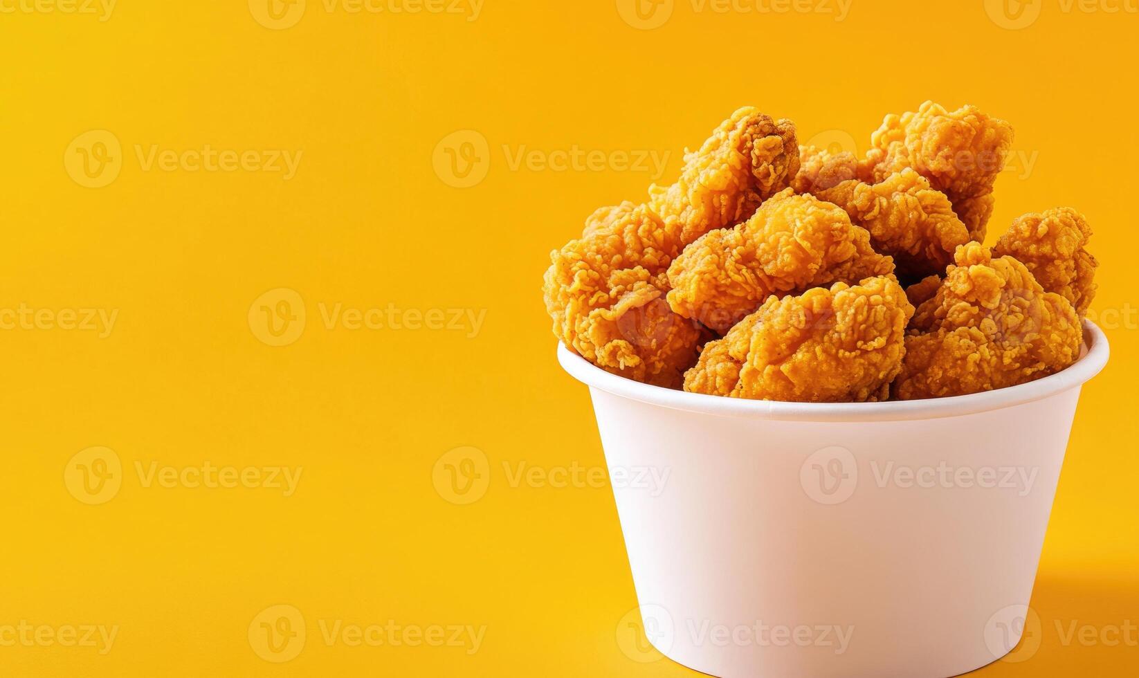 A bowl of fried chicken on a yellow background photo