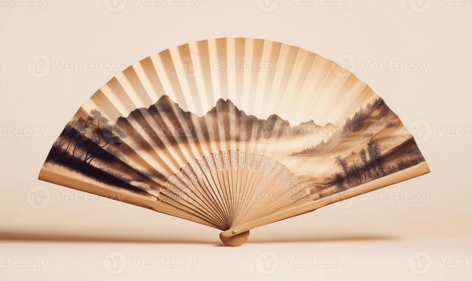 A fan with mountains in the background photo