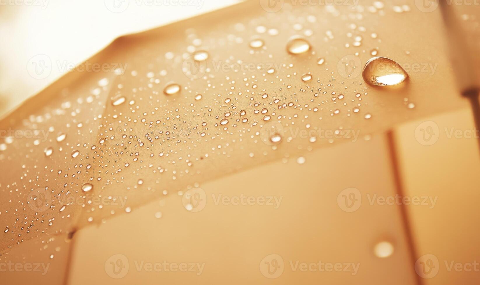 A brown umbrella with raindrops on it photo