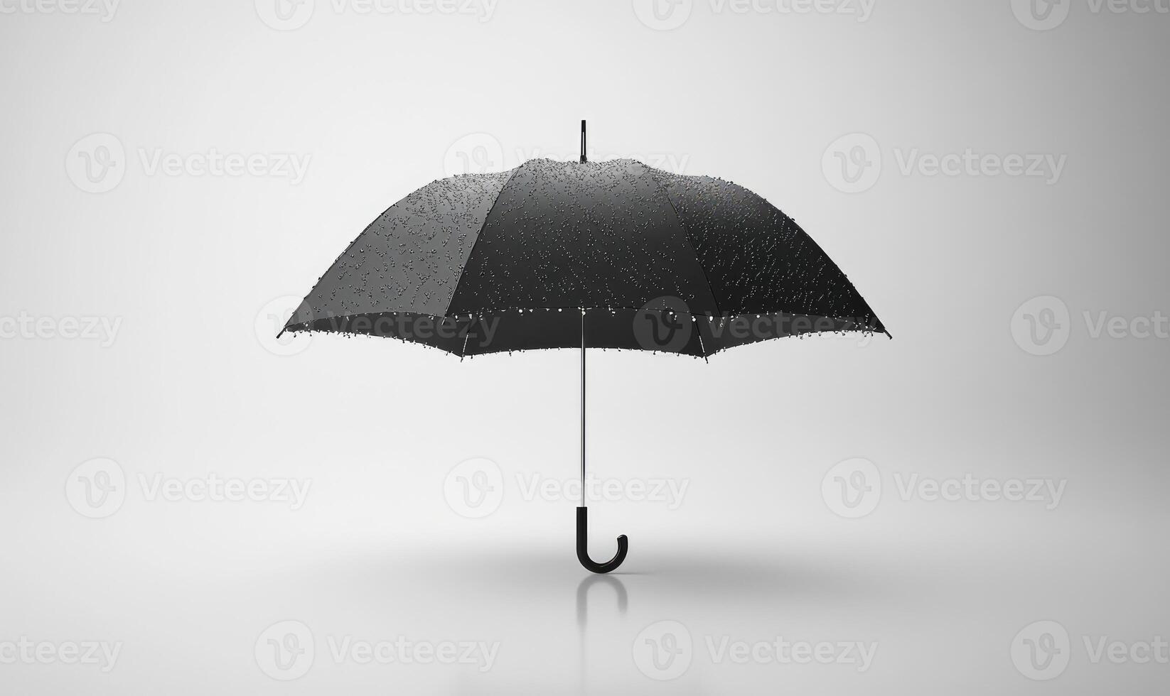 A black umbrella is shown on a white background photo