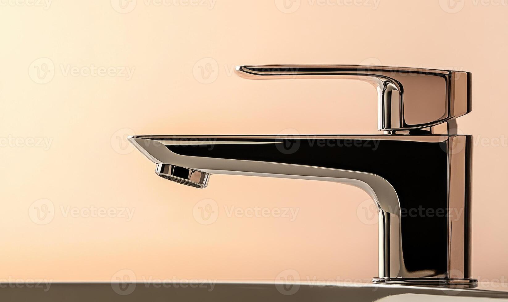 A chrome faucet with a silver handle photo