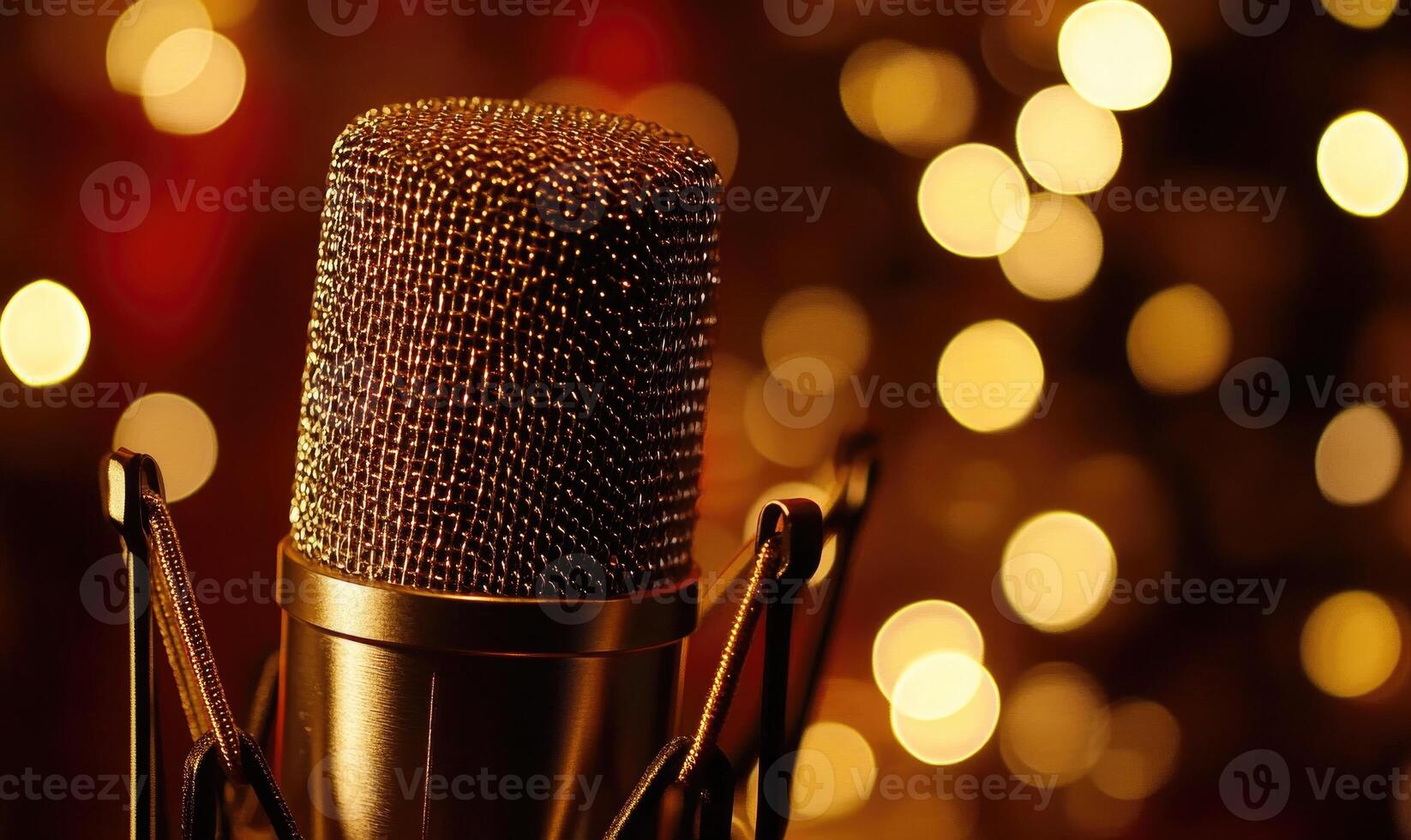 A microphone is on a microphone stand photo