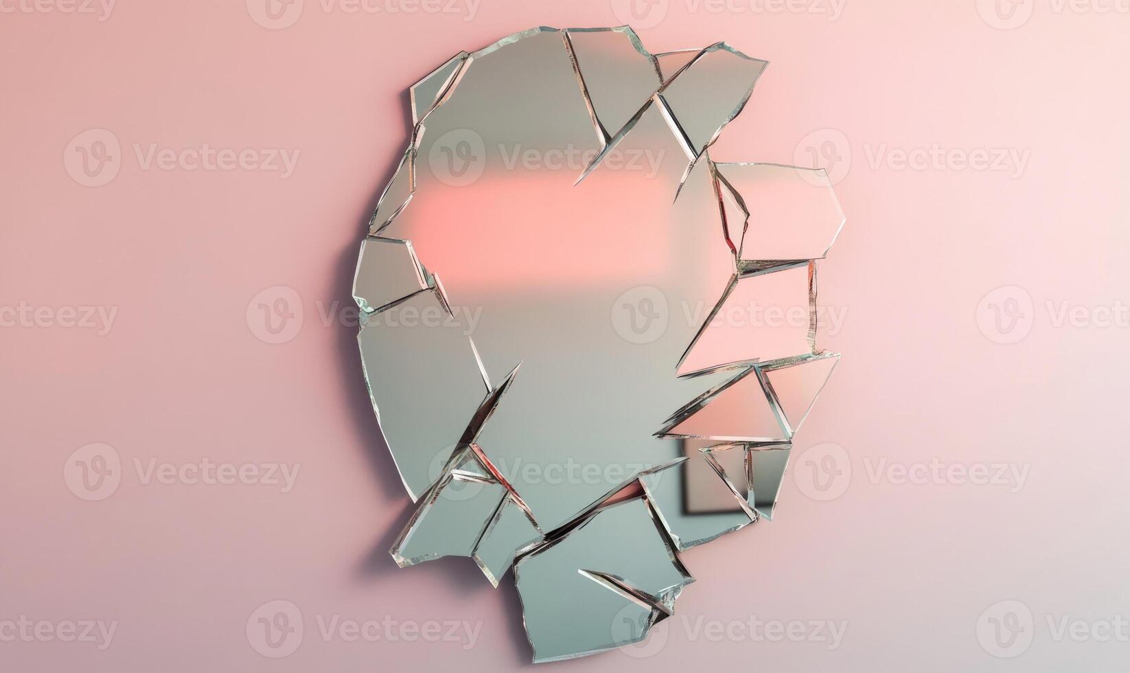 A broken mirror with a heart shape in the middle photo