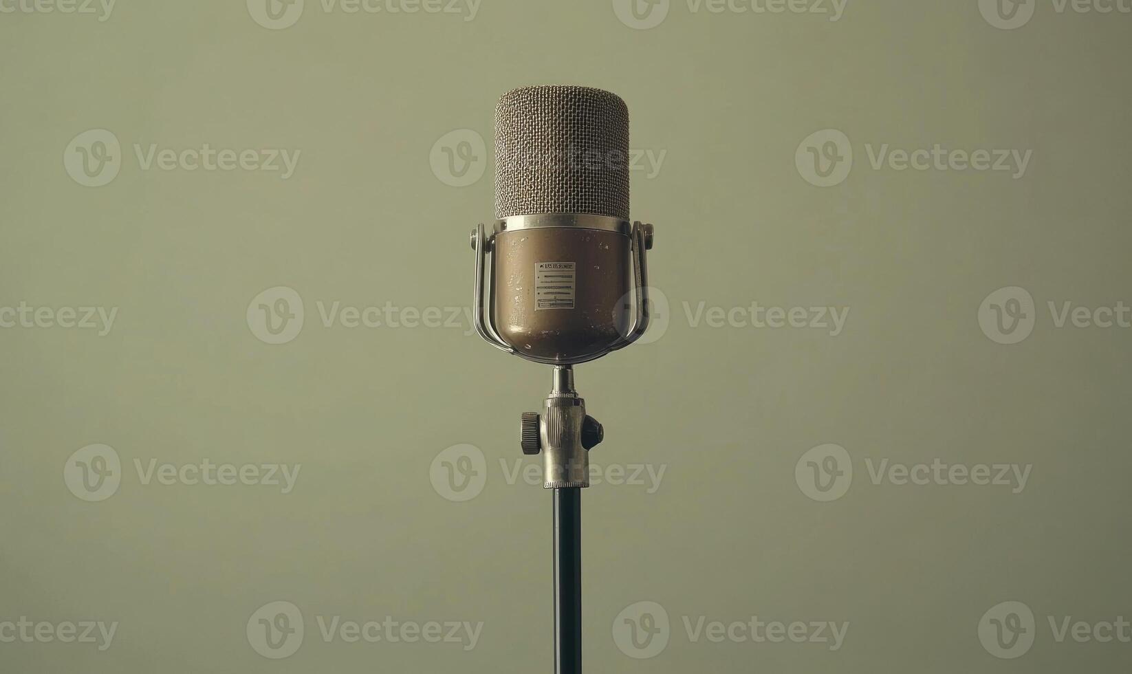 A microphone is standing upright on a stand photo
