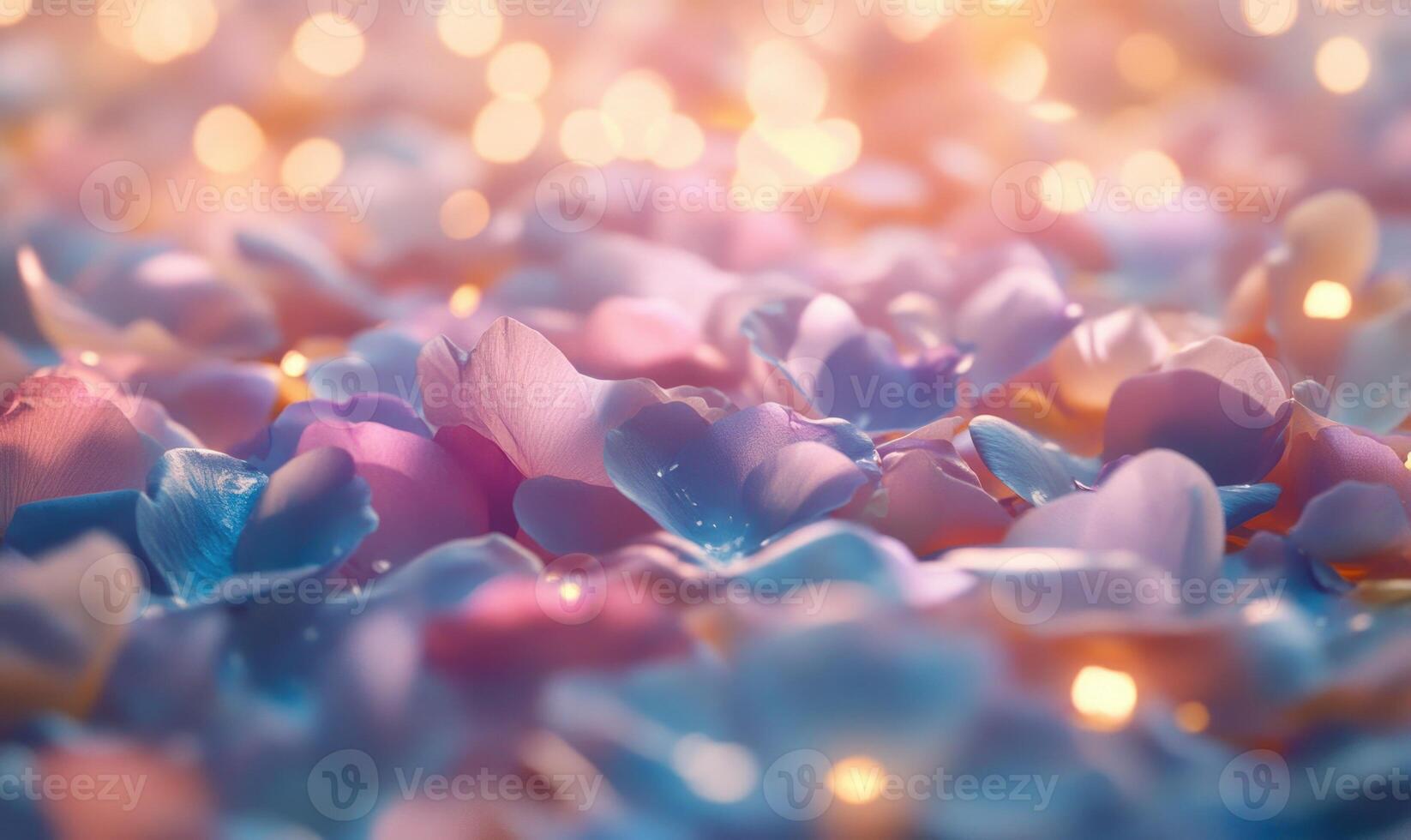 A close up of a field of flowers with a soft, dreamy, and romantic mood photo