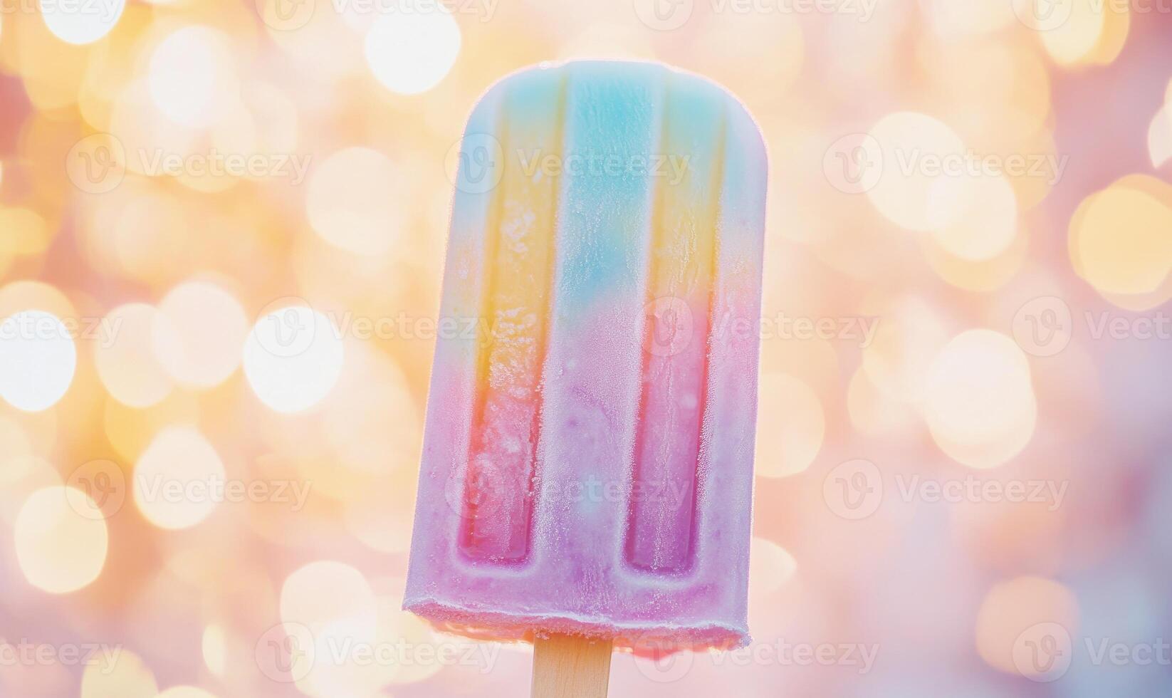 A colorful ice cream stick with a rainbow of colors photo