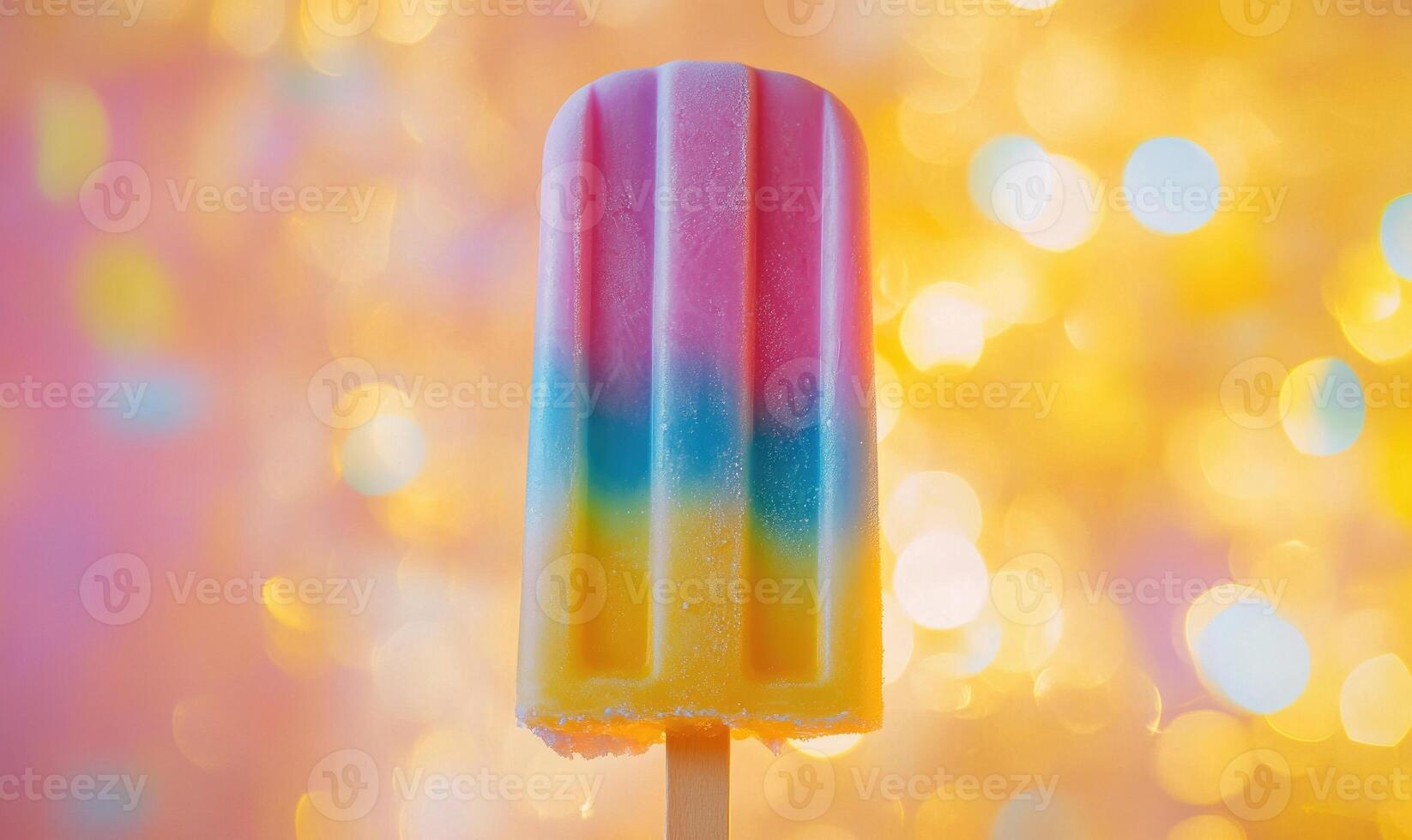 A colorful ice cream stick with a rainbow stripe photo