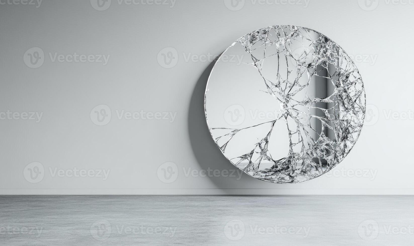 A broken mirror with a shattered reflection photo