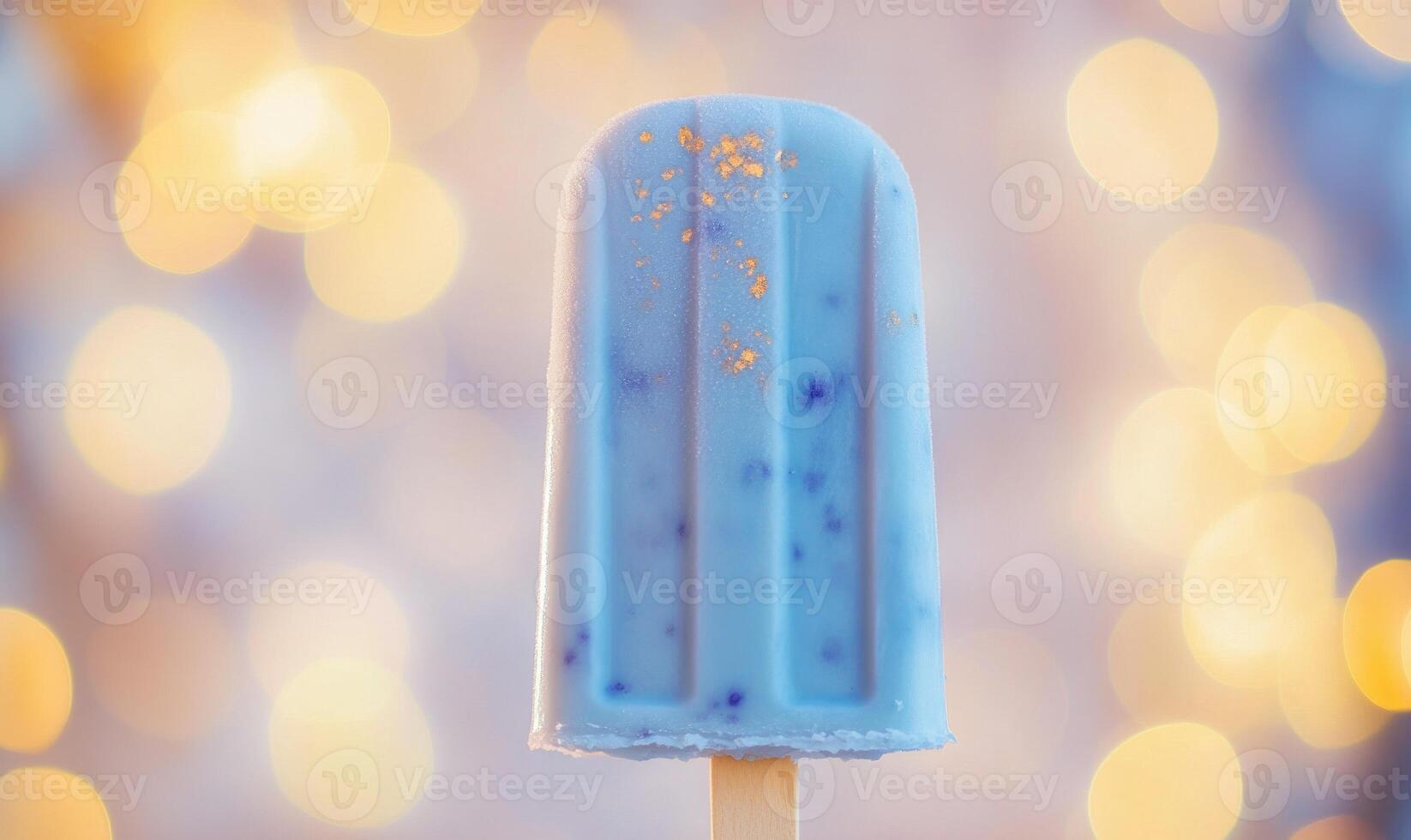 A blue ice cream stick with a blue ice cream on top photo