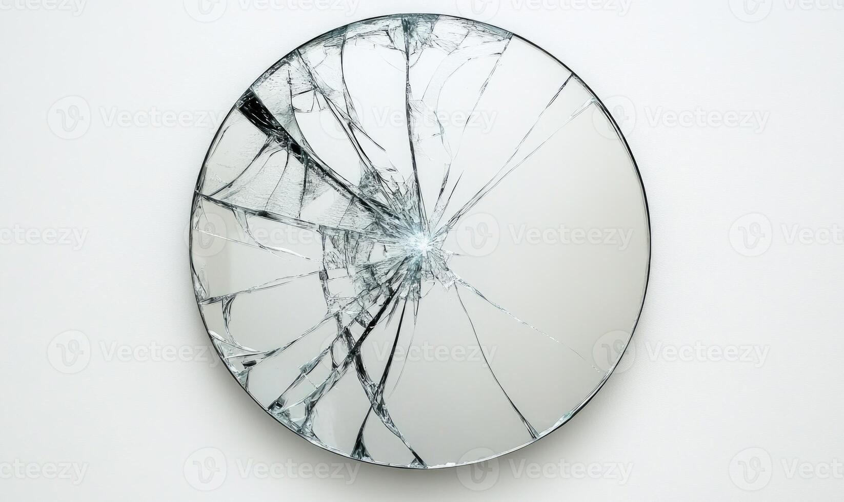 a broken mirror with a reflection of a broken glass photo