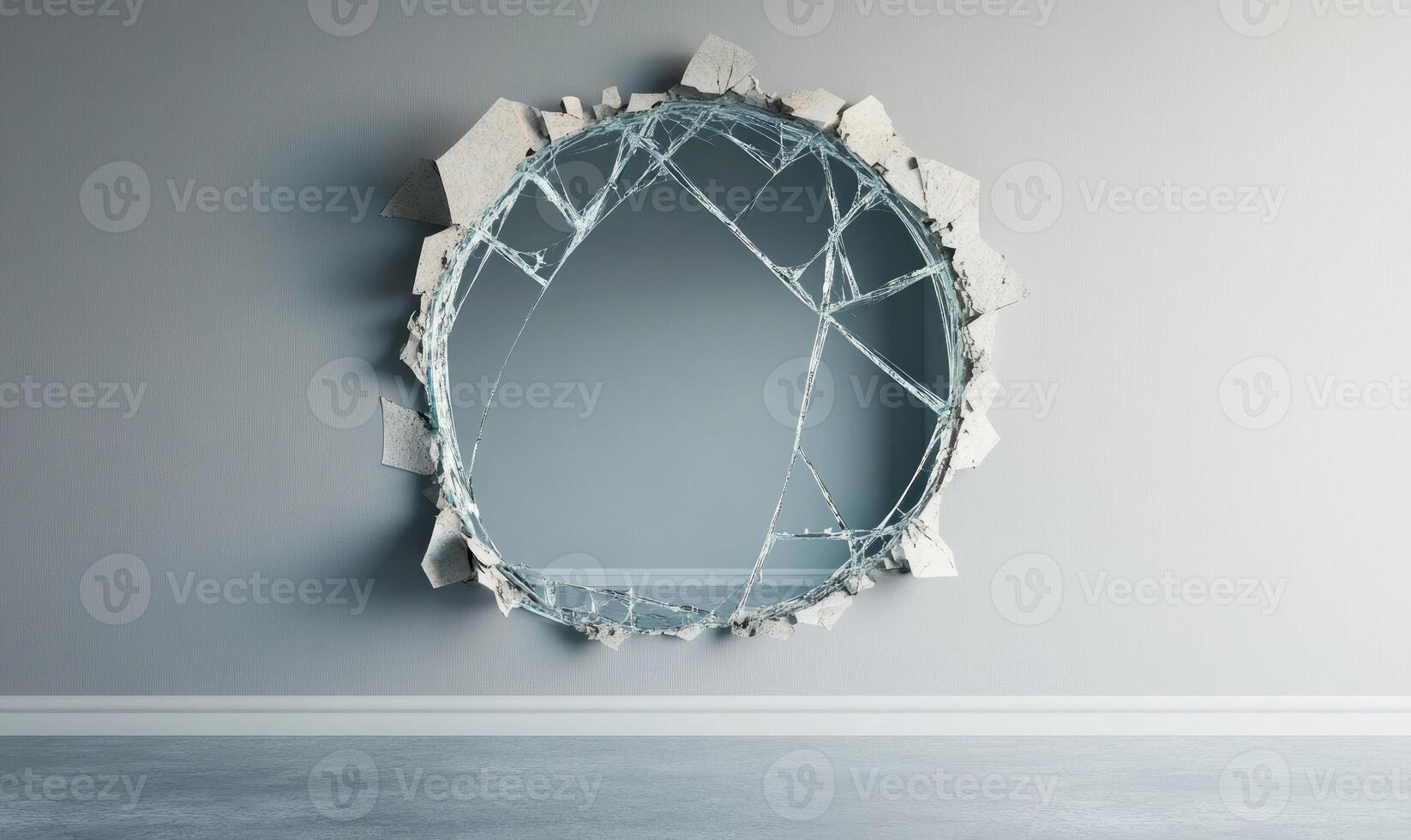 A large mirror with a hole in the middle of it photo