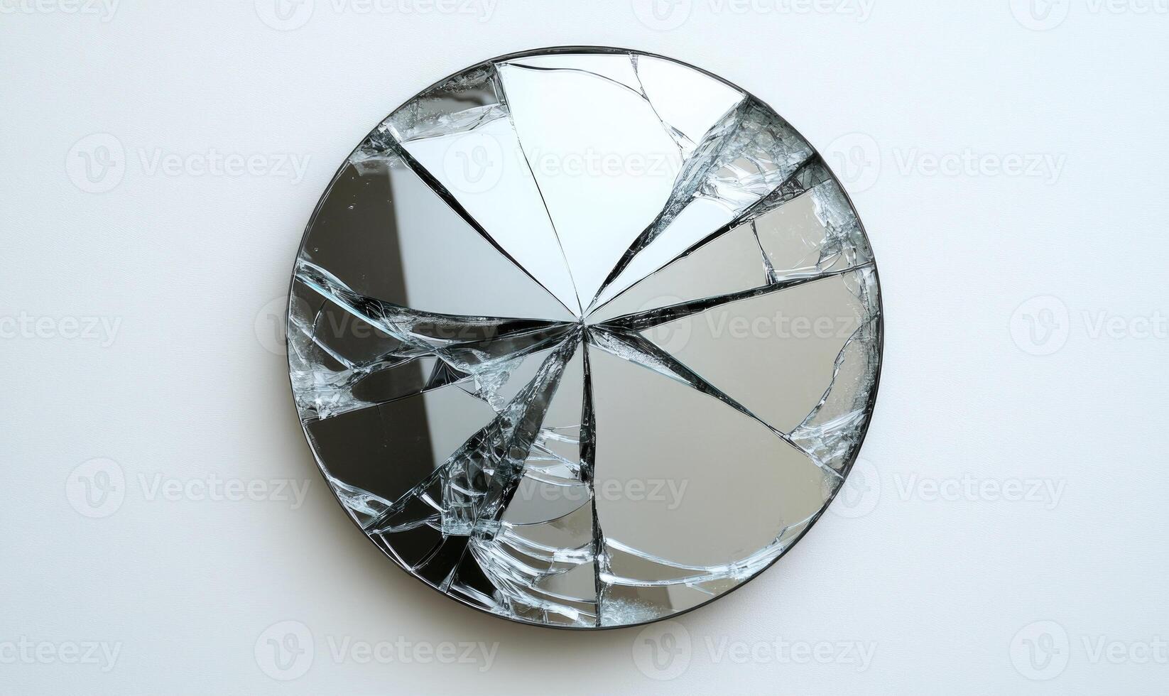 A broken diamond is reflected in a mirror photo
