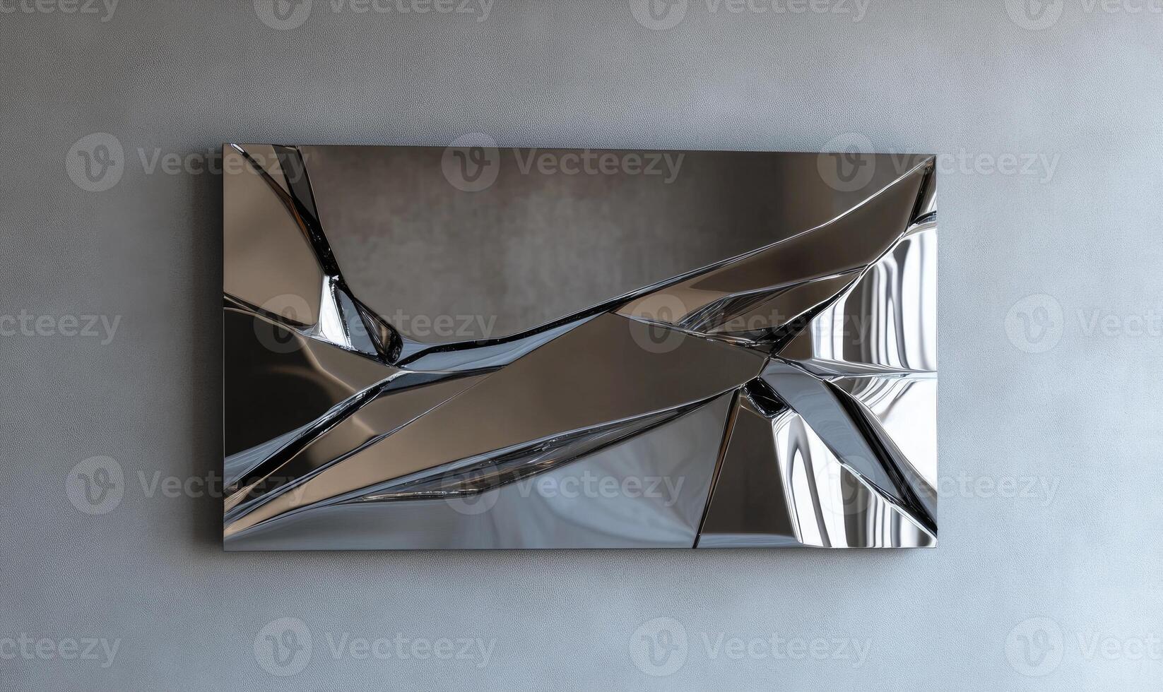 A large silver framed mirror with a broken frame photo