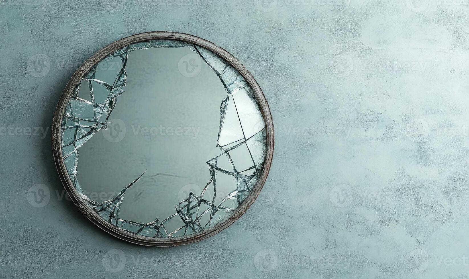 broken mirror on a wall photo