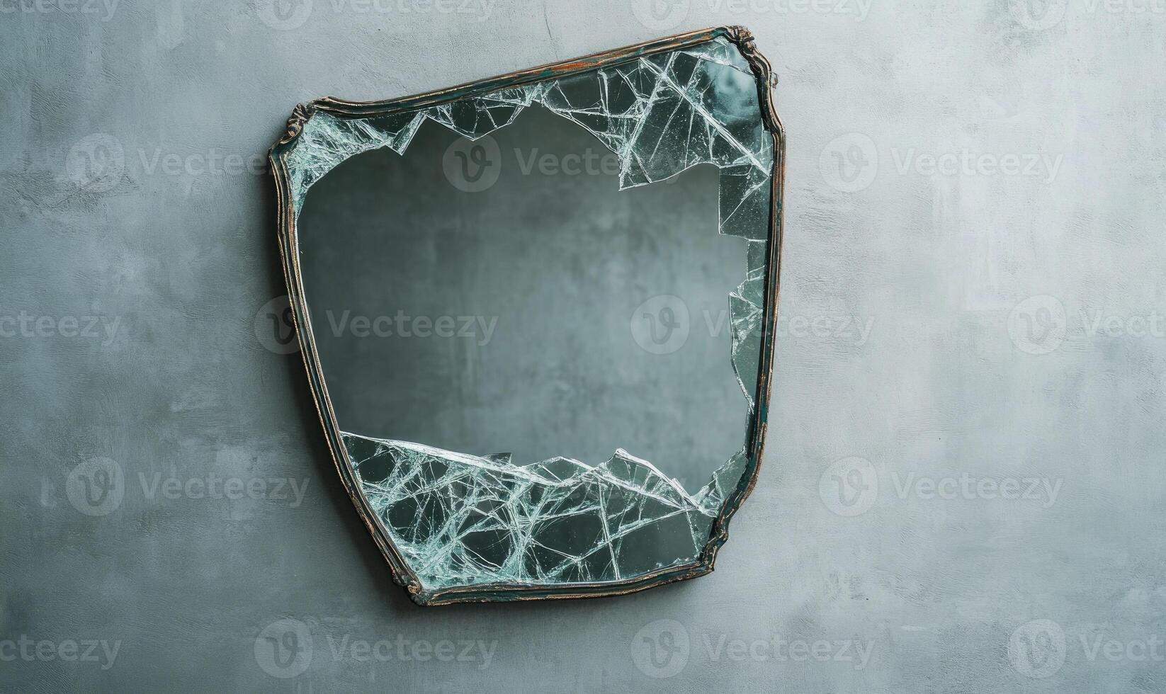 broken mirror on wall photo