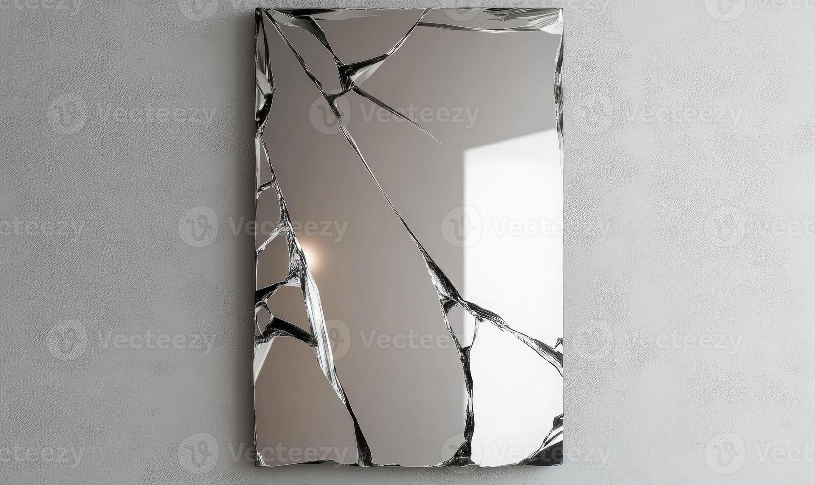 a mirror with a broken piece of glass on it photo