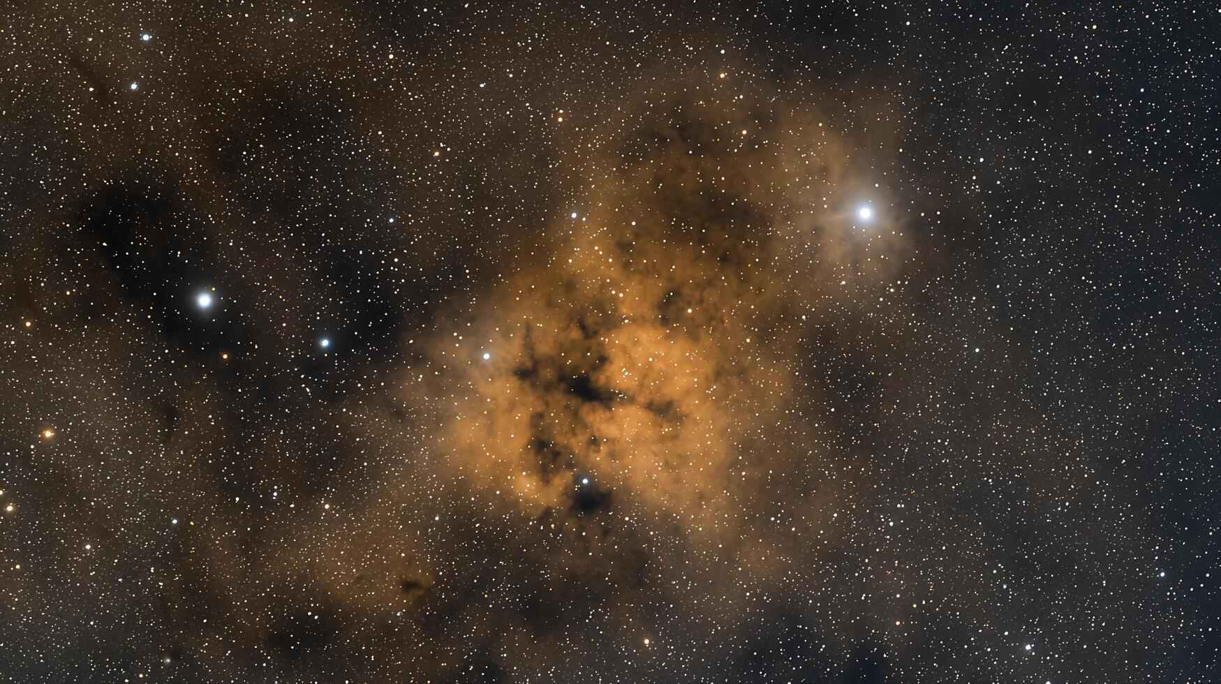 Celestial Tapestry A Stunning Image of a Golden Nebula and Distant Stars. photo