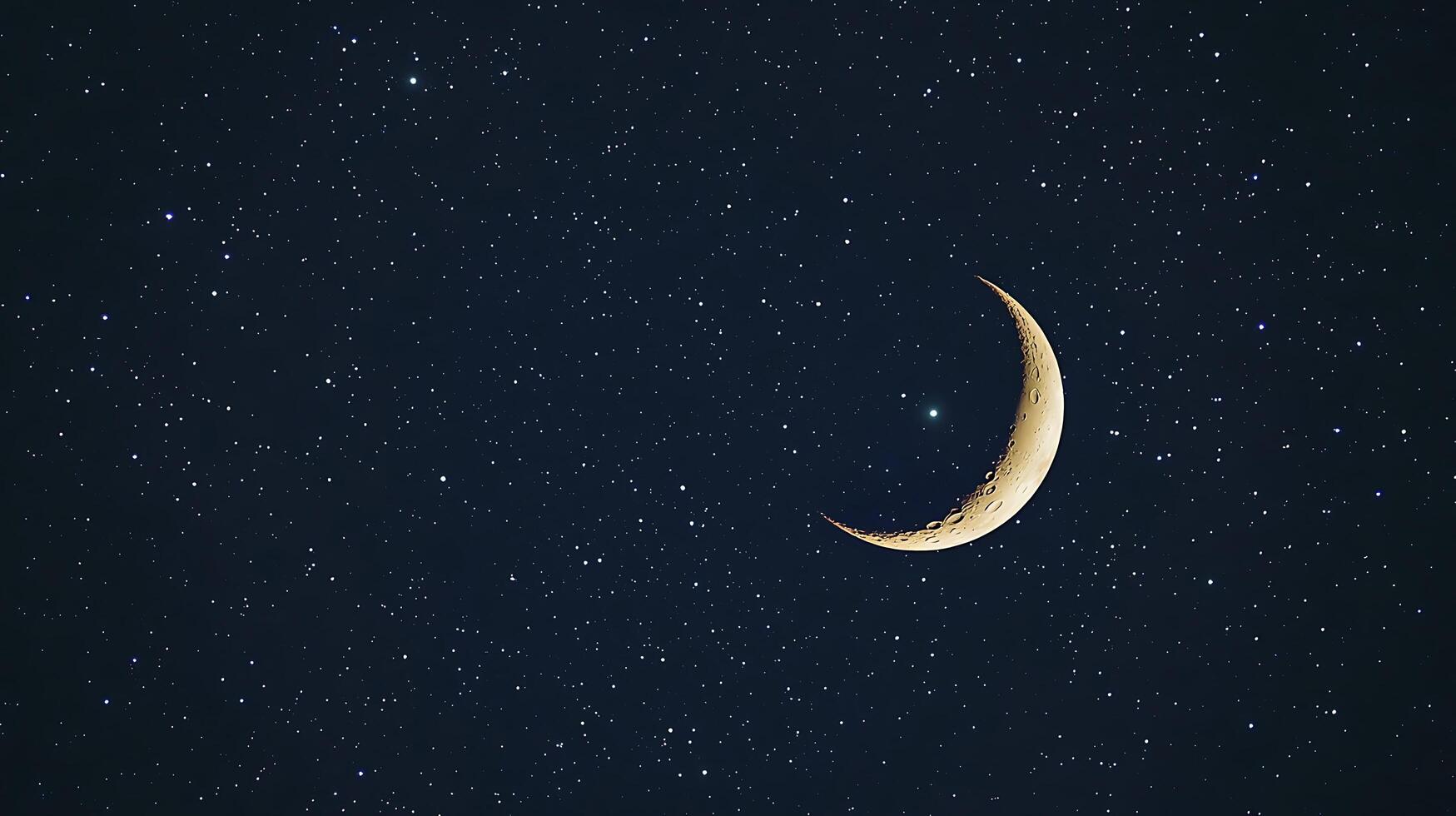 Crescent Moon in a Starry Night Sky A Celestial Landscape. photo