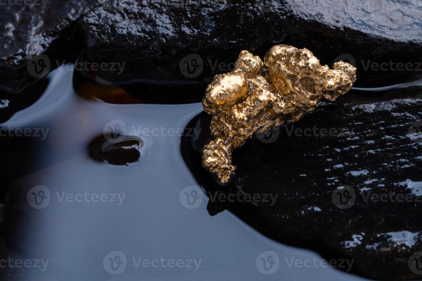 Pure gold ore found in mines with natural water sources. photo