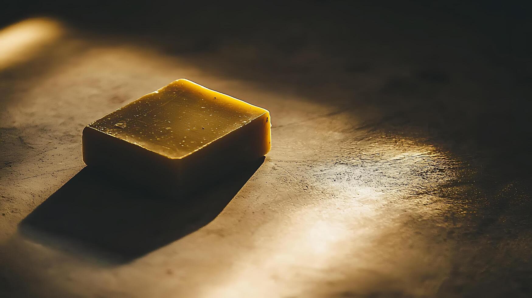 Golden Hour A Single Bar of Natural Soap in Dramatic Lighting. photo