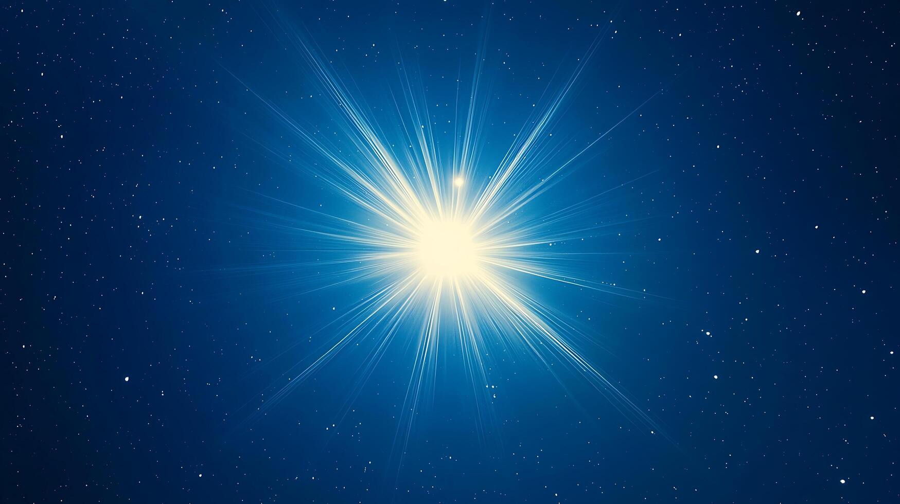 Bright Starburst in a Dark Blue Night Sky Celestial Light Rays and Sparkling Dust. photo