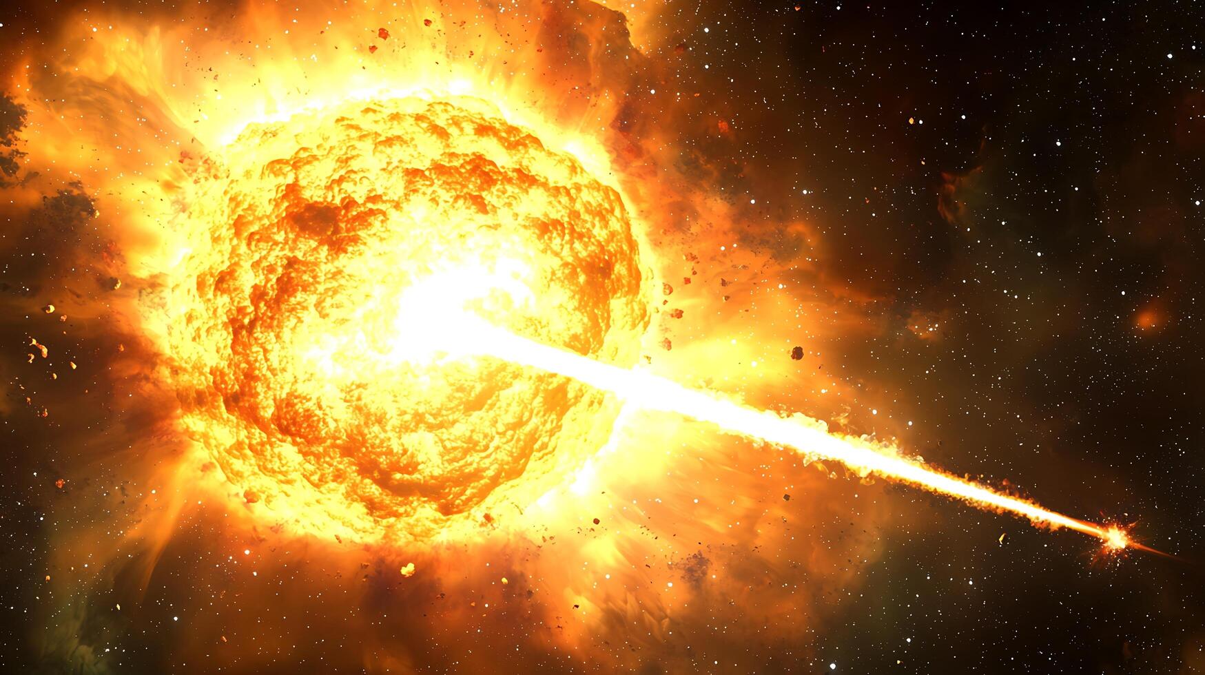 Cosmic Explosion A Fiery Stellar Event in Deep Space. photo