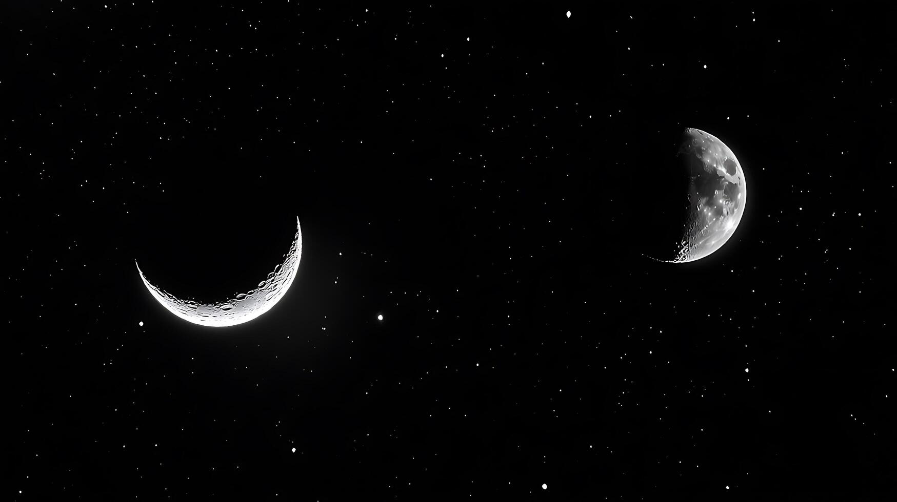 Two Crescent Moons and Starry Night Sky A Celestial Double Feature. photo