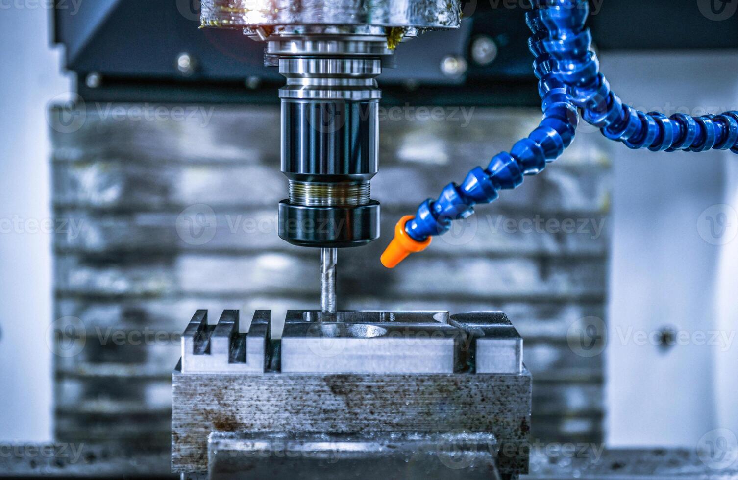 lathe milling machine cutting featuring high precision the metal part , The hi-technology parts manufacturing photo