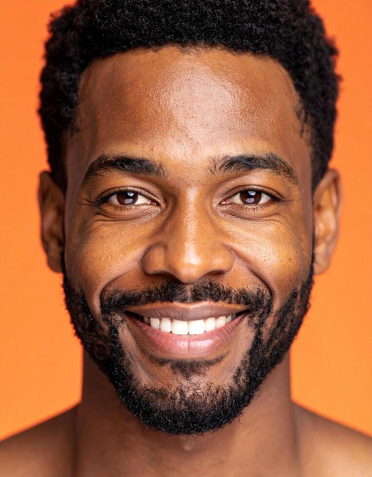 A smiling black man with a beard and a smile photo