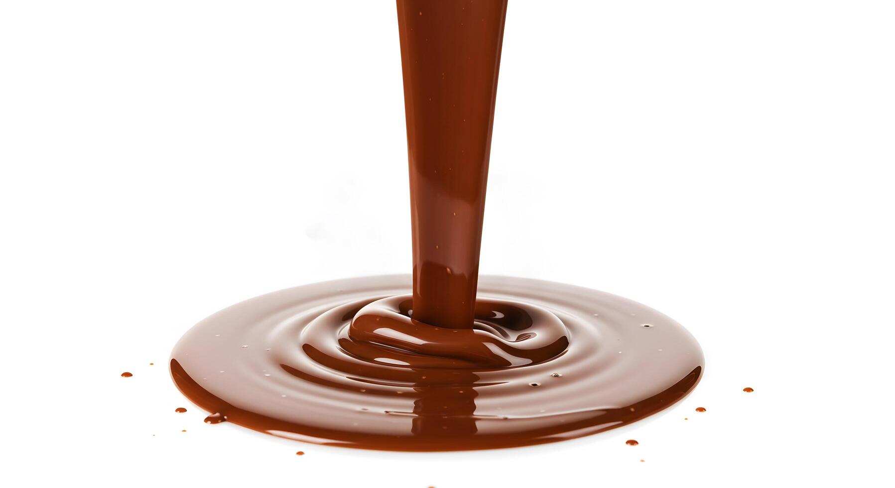 AI image of chocolate pouring onto a white surface. Isolated chocolate illustration, perfect for food-related content. photo