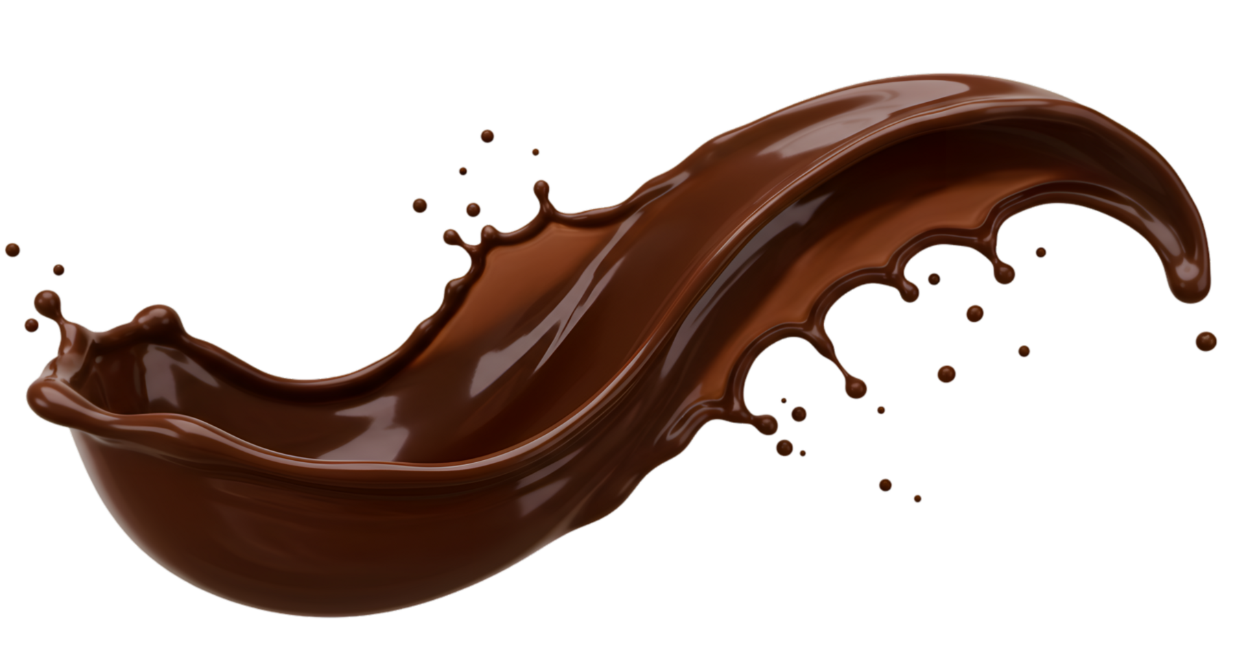 Dynamic Chocolate Wave A Viscous Flow with Splashes and Glossy Texture png